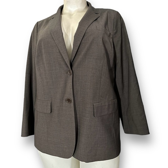 TALBOTS Seasonless Wool Two Button Blazer Suit Jacket Gray Plus 20W - Picture 1 of 8